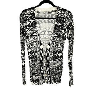 Twelfth Street by Cynthia Vincent Black & White Ikat Cardigan Women's Size Small